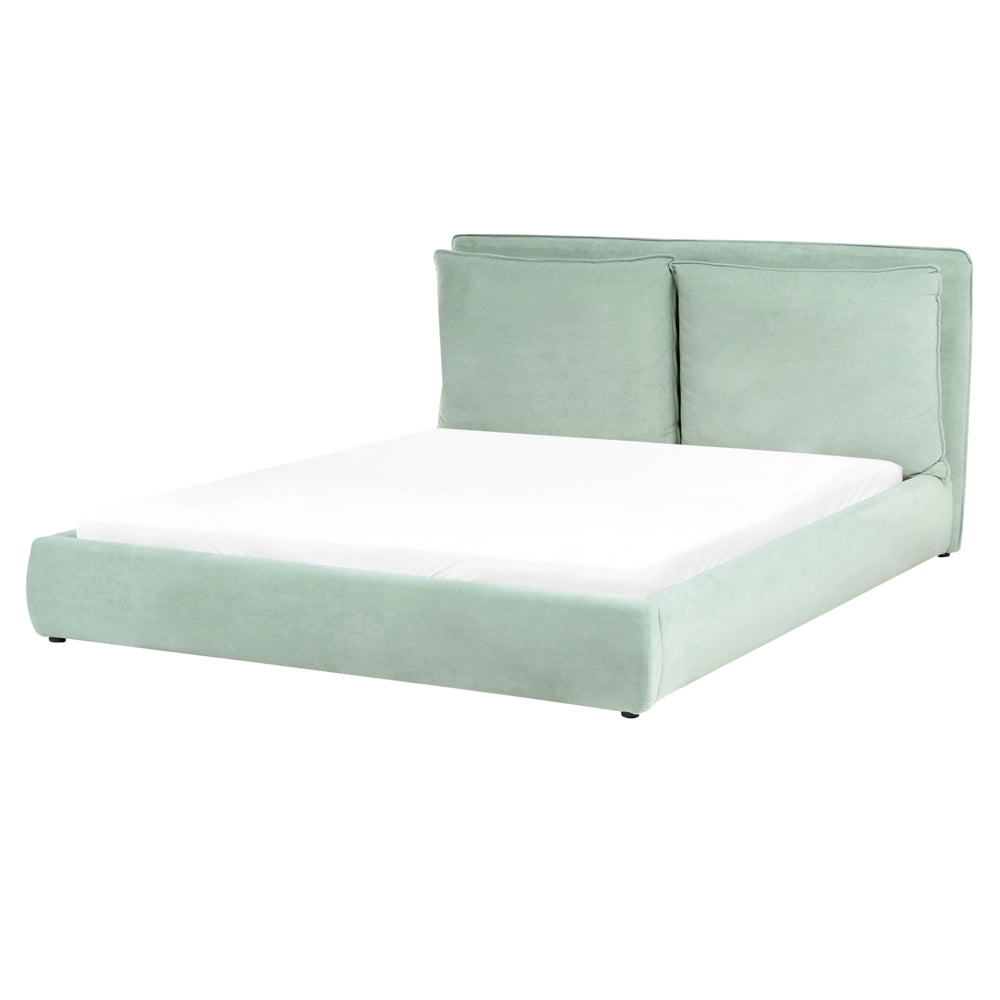 Letto moderno velluto verde menta 160 x 200 cm testata imbottita