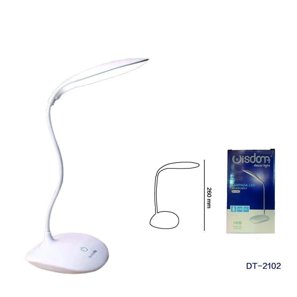 Trade Shop - Lampada Da Tavolo Led Usb Ricaricabile Dimmerabile Touch Design Moderno Dt-2102 -