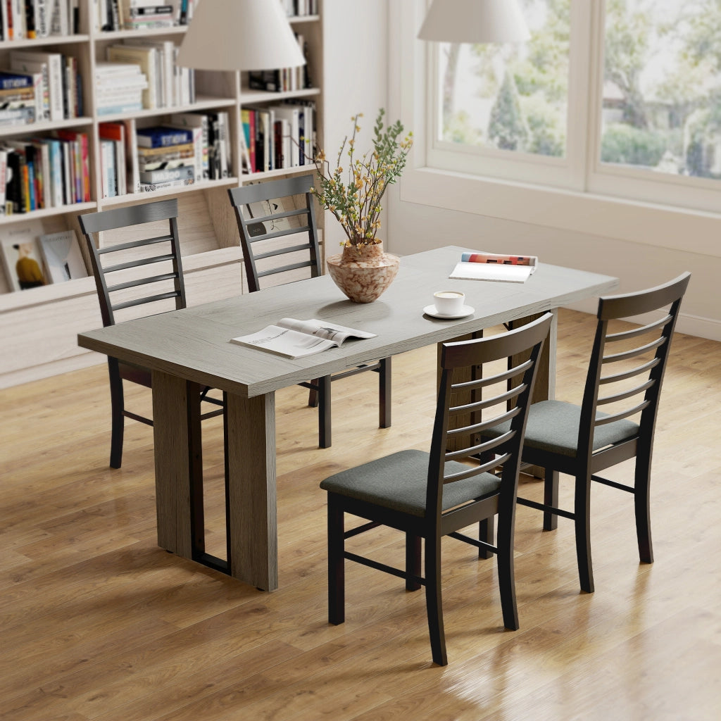 Tavolo da Pranzo in Stile Industriale 180x80x75 cm fino a 8 Persone in Legno e Acciaio Grigio