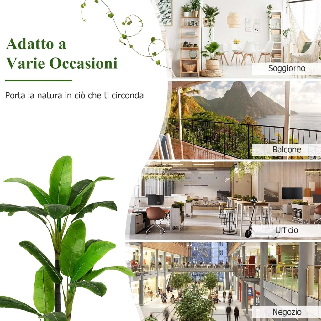 Pianta Finta Artificiale da 150 cm, Albero di Areca Artificiale con Supporto in Cemento, 18 Foglie in Plastica PE e 3 Rami, Ideale per Casa, Negozio e Ufficio, Verde