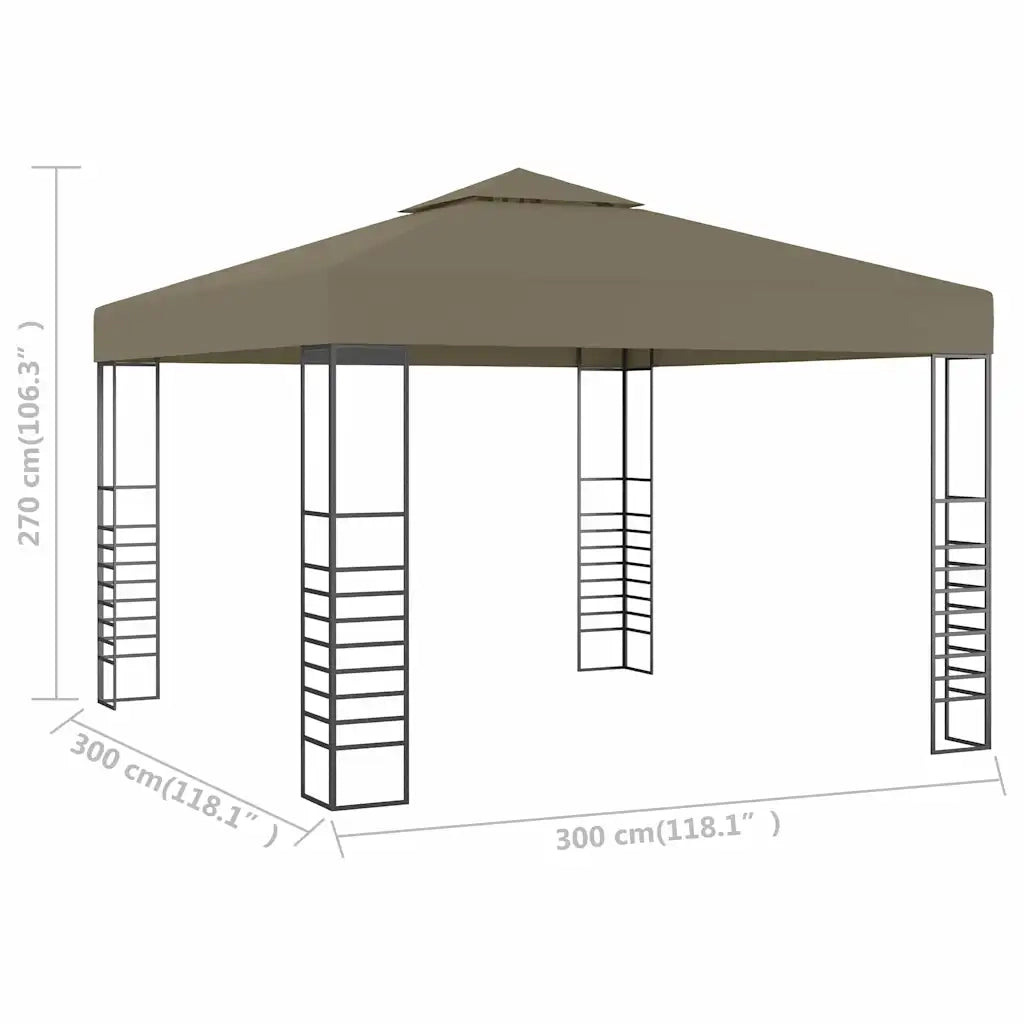 Gazebo da Giardino 3x3 m Grigio Talpa 180 g/mÂ²
