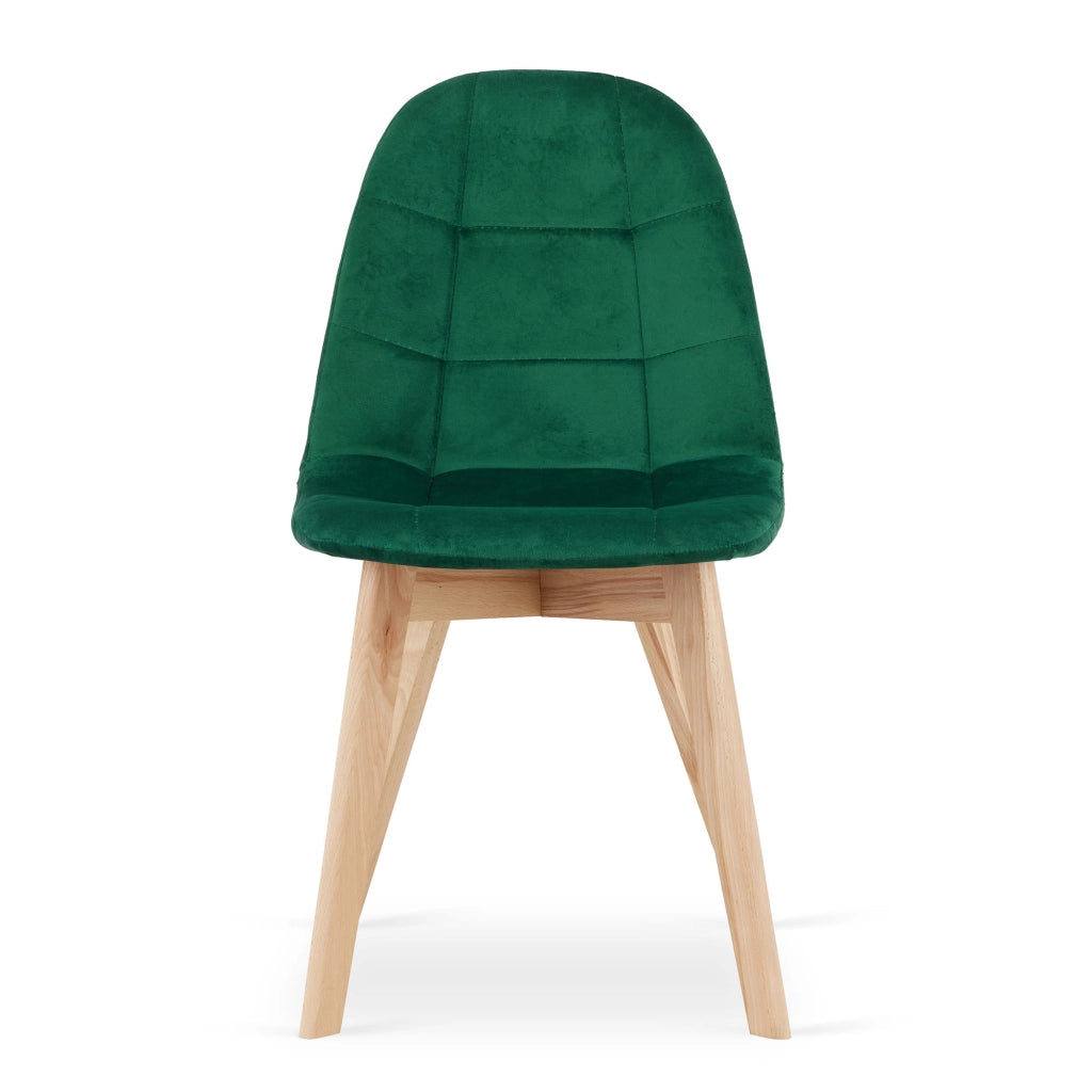 Sedia Valora NUUC in velluto verde scuro, design ergonomico x4