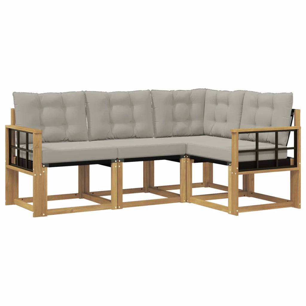 Set di divani da esterno 4 pz Bianco e Grigio Chiaro 3389433