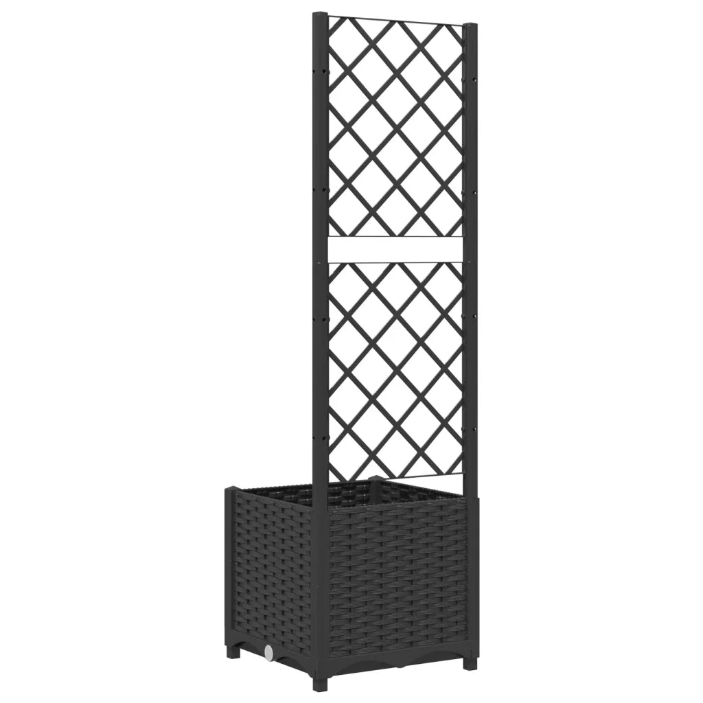 Fioriera da giardino con traliccio nera 40x40x136 cm PP 318269