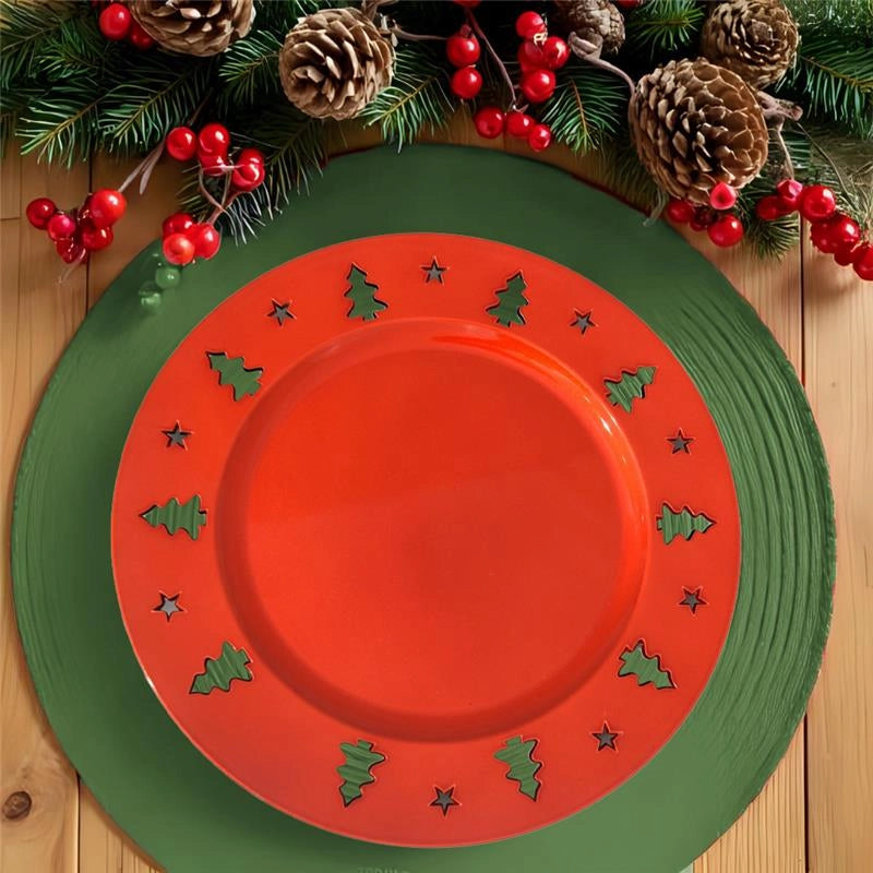 MA MAISON SET 6PZ SOTTOPIATTO CON ALBERI DI NATALE COLORE ROSSO - DIAMETRO 33 CM