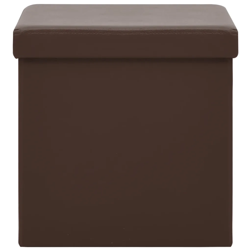 Sgabello con Contenitore Pieghevole Marrone in PVC