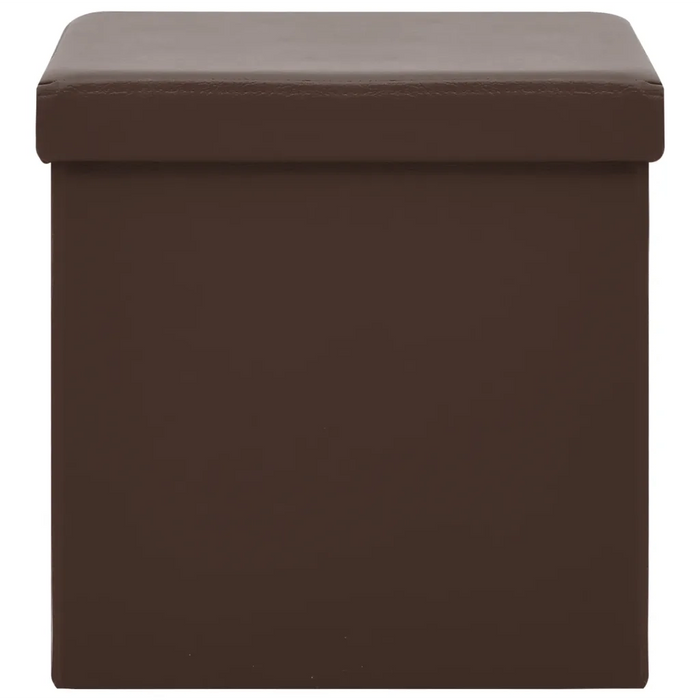 Sgabello con Contenitore Pieghevole Marrone in PVC