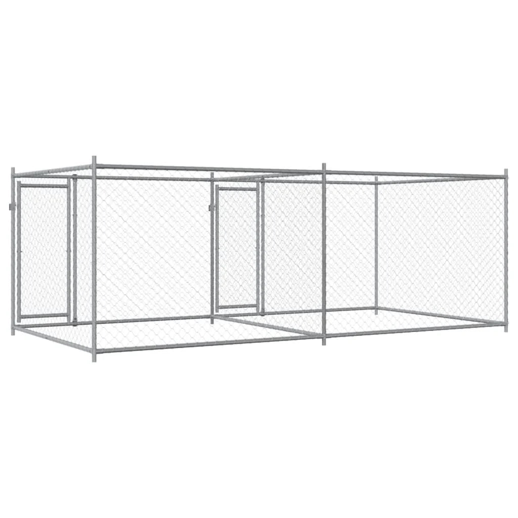 Trasportino per cani con porte 4 x 2 x 1,5 m acciaio zincato grigio 02_0041624