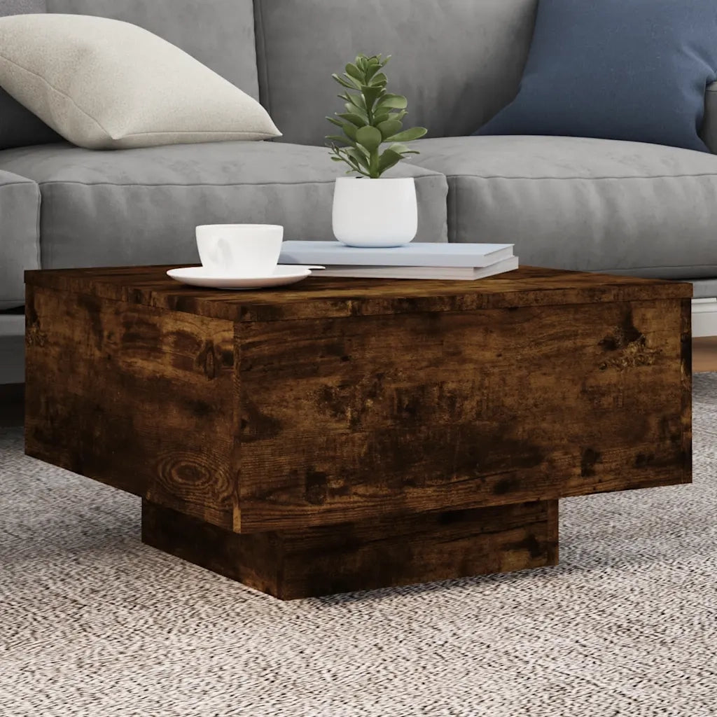 Tavolino da Salotto-Tavolino da soggiorno-Tavolo Rovere Fumo 55x55x31cm in Legno Multistrato