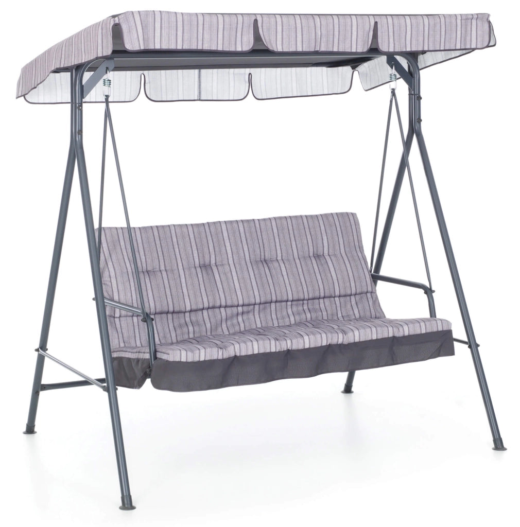 Dondolo 3 Posti da Giardino 160x118x160 cm in Ferro e Poliestere Pemba Antracite