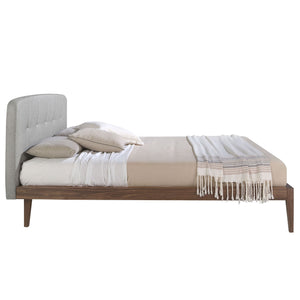 Letto in tessuto grigio trapuntato