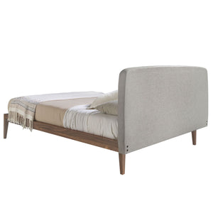 Letto in tessuto grigio trapuntato