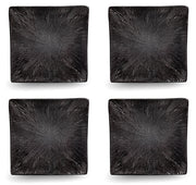Set 4 Piatti Piani Quadrati 27x27x4 cm in Gres Kaleidos Sirius Neri