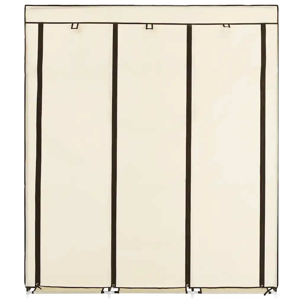 Armadio con Scomparti e Aste Crema 150x45x175 cm in Tessuto 282455