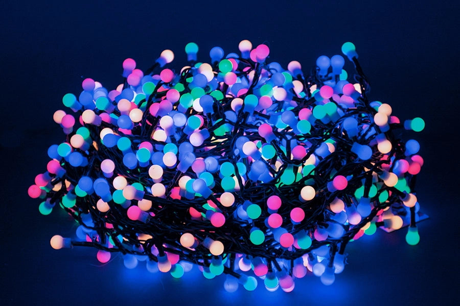 Luci di Natale a Palla Palline Led Esterno Interno Bianca Calda Addobbi Albero Numero Led: 500, Temperatura di colore: Multicolor
