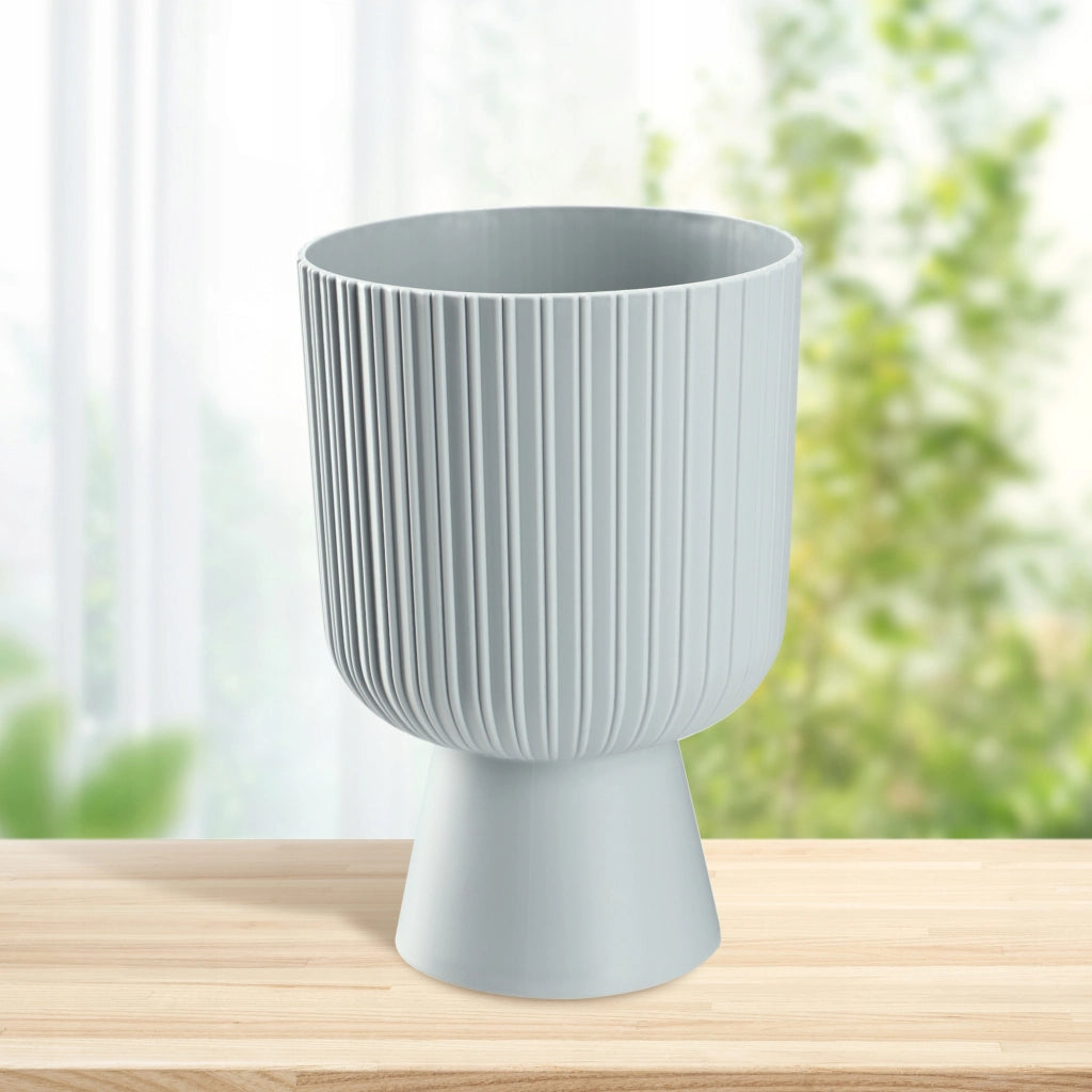 Vaso da fiori KADAX, vaso per piante da giardino, copertura in plastica, 18 cm, supporto per fiori, grigio