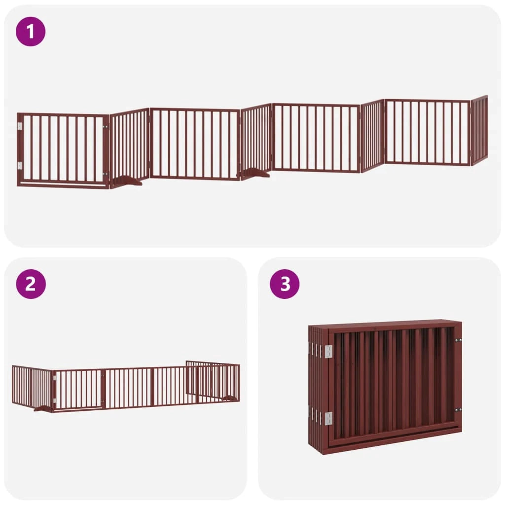 Cancelletto di sicurezza per animali domestici porta pieghevole 8 pannelli legno di pioppo marrone 02_0023239