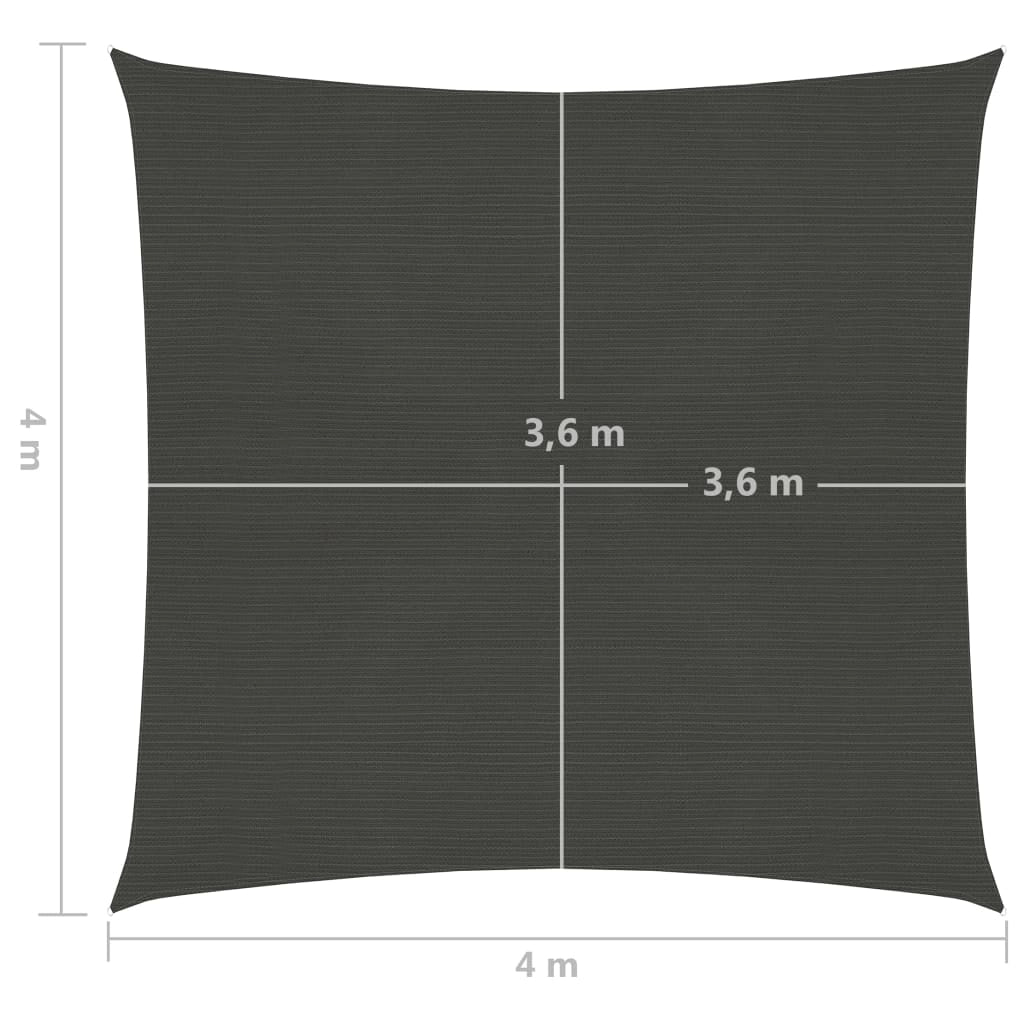 Vela ombreggiante/ombrellone 160 g/m² 4 x 4 m HDPE antracite 02_0008932