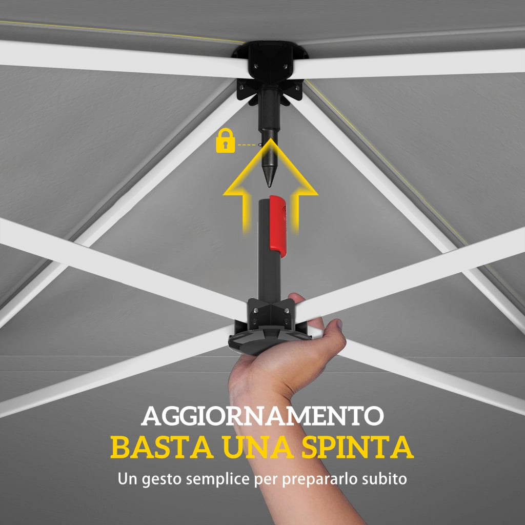 Gazebo Pieghevole Pop-Up 3x3 m con Parete Laterale, in Metallo e Tessuto Oxford, Beige