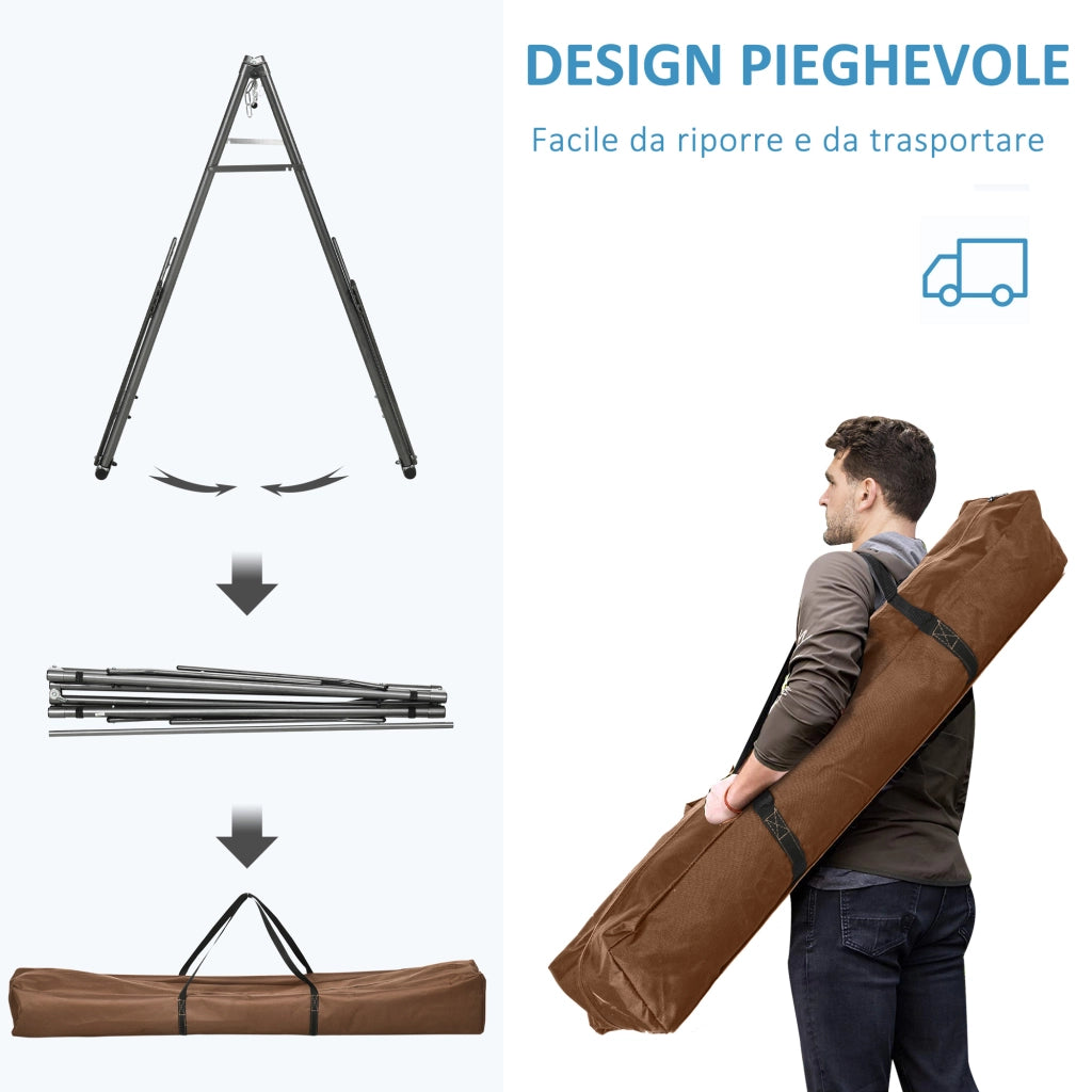 Amaca Autoportante Pieghevole ¨C zephmum ¨C Cotone Acciaio Grigio 270x100x94cm