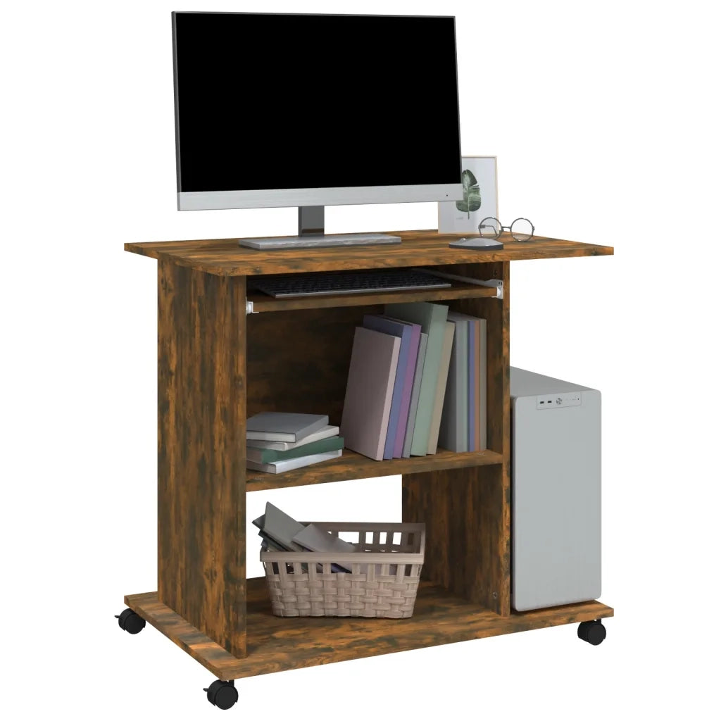 Scrivania per Computer Rovere Fumo 80x50x75cm Legno Multistrato cod mxl 66587