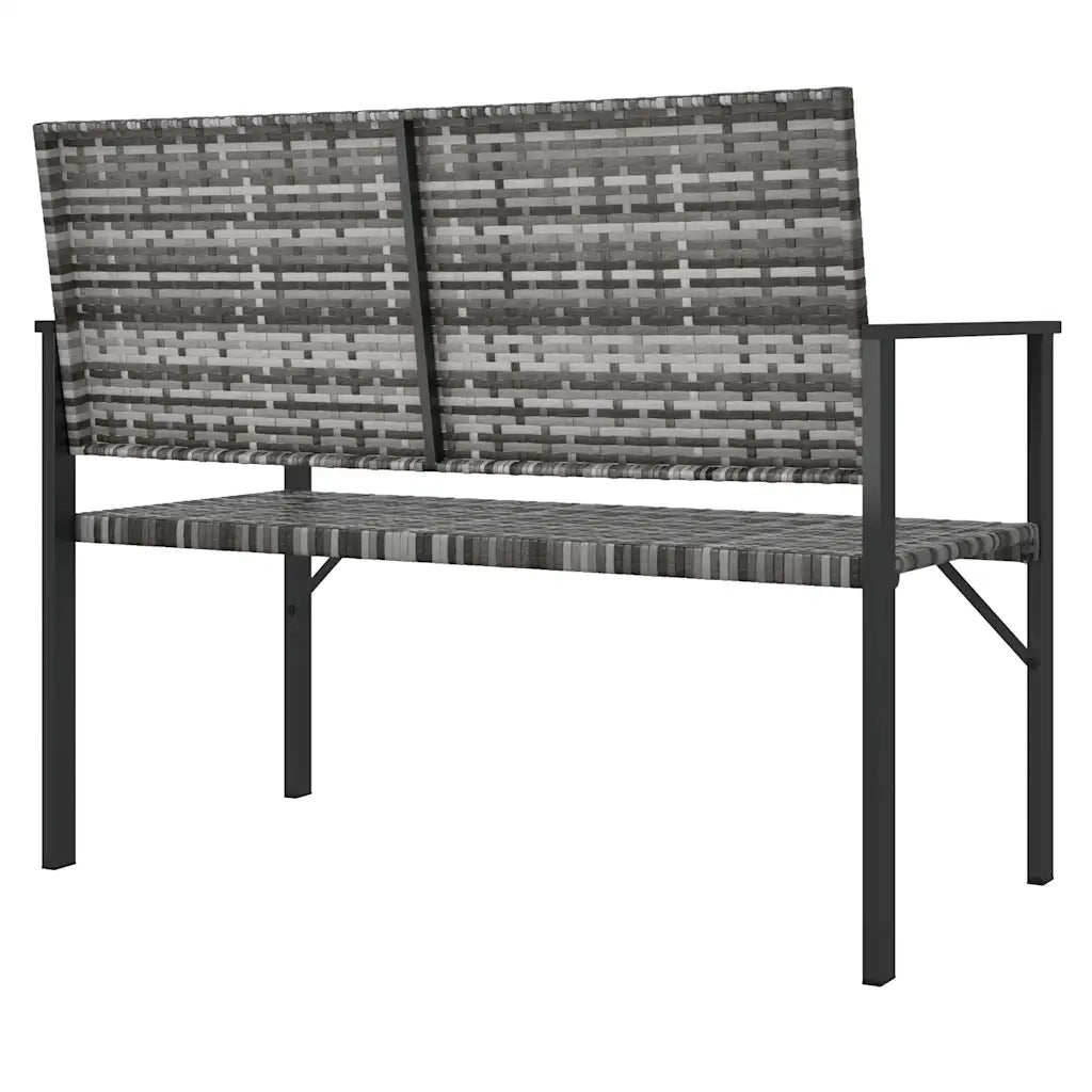 Panca da Giardino a 2 Posti-Sgabello-Panca da esterno in Polyrattan Grigio