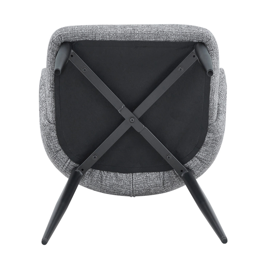 Set di 2 sedie da pranzo in tessuto grigio con gambe in metallo nero e schienale avvolgente