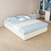 Rete letto matrimoniale 140x200 cm in tessuto e metallo, beige