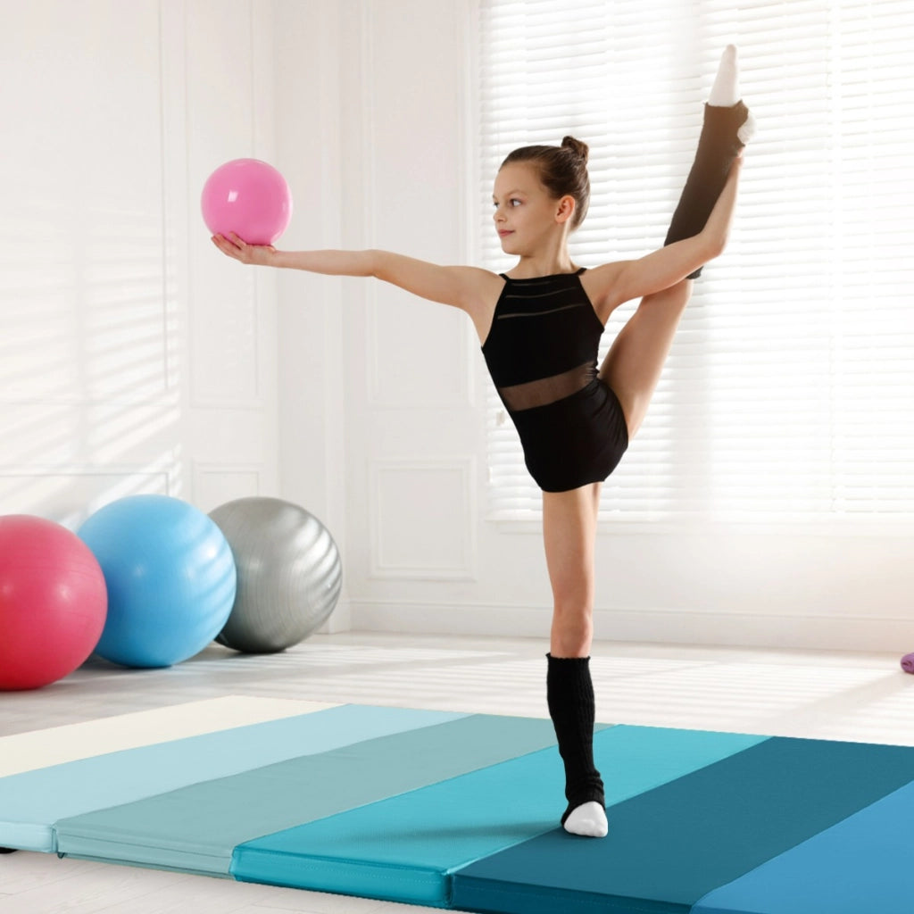 Tappetino da ginnastica trifoglio per stretching muscolare-Tappetino da allenamento portatile e leggero in pelle PU Blu
