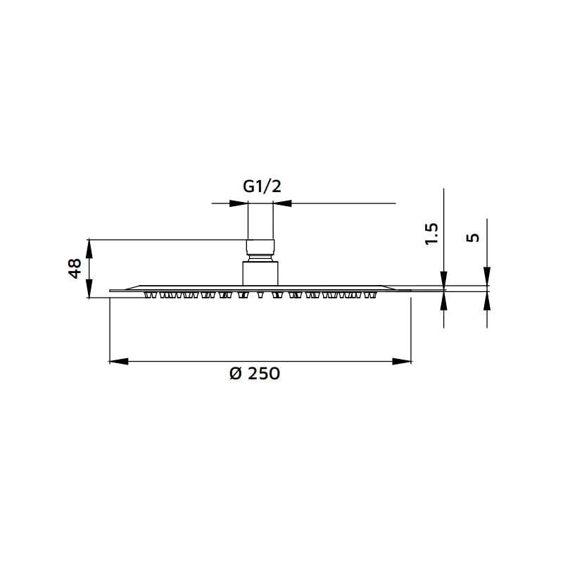 Soffione tondo diametro 25 cm nero opaco - serie Giove