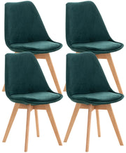 Set 4 Sedie Pranzo Linares verde,Velluto