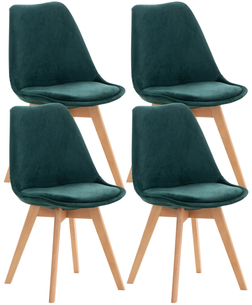 Set 4 Sedie Pranzo Linares verde,Velluto