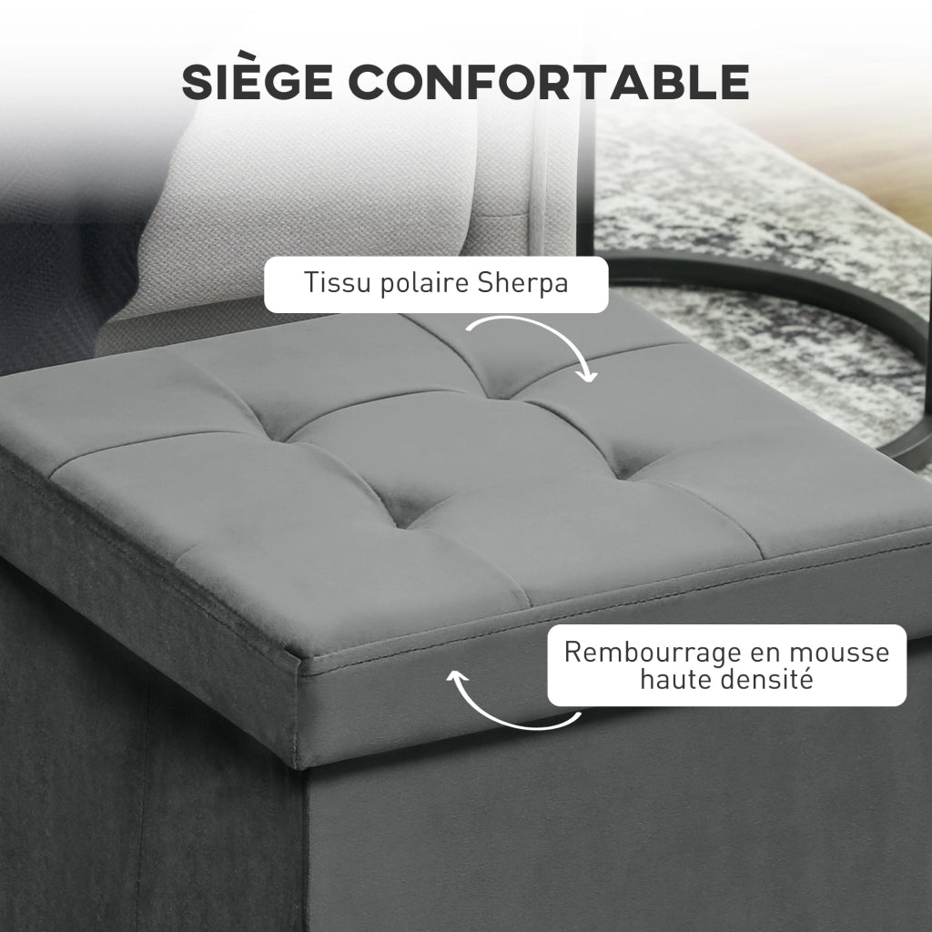 Pouf con contenitore pieghevole ¨C Zephmum ¨C Grigio 38x38x38 cm