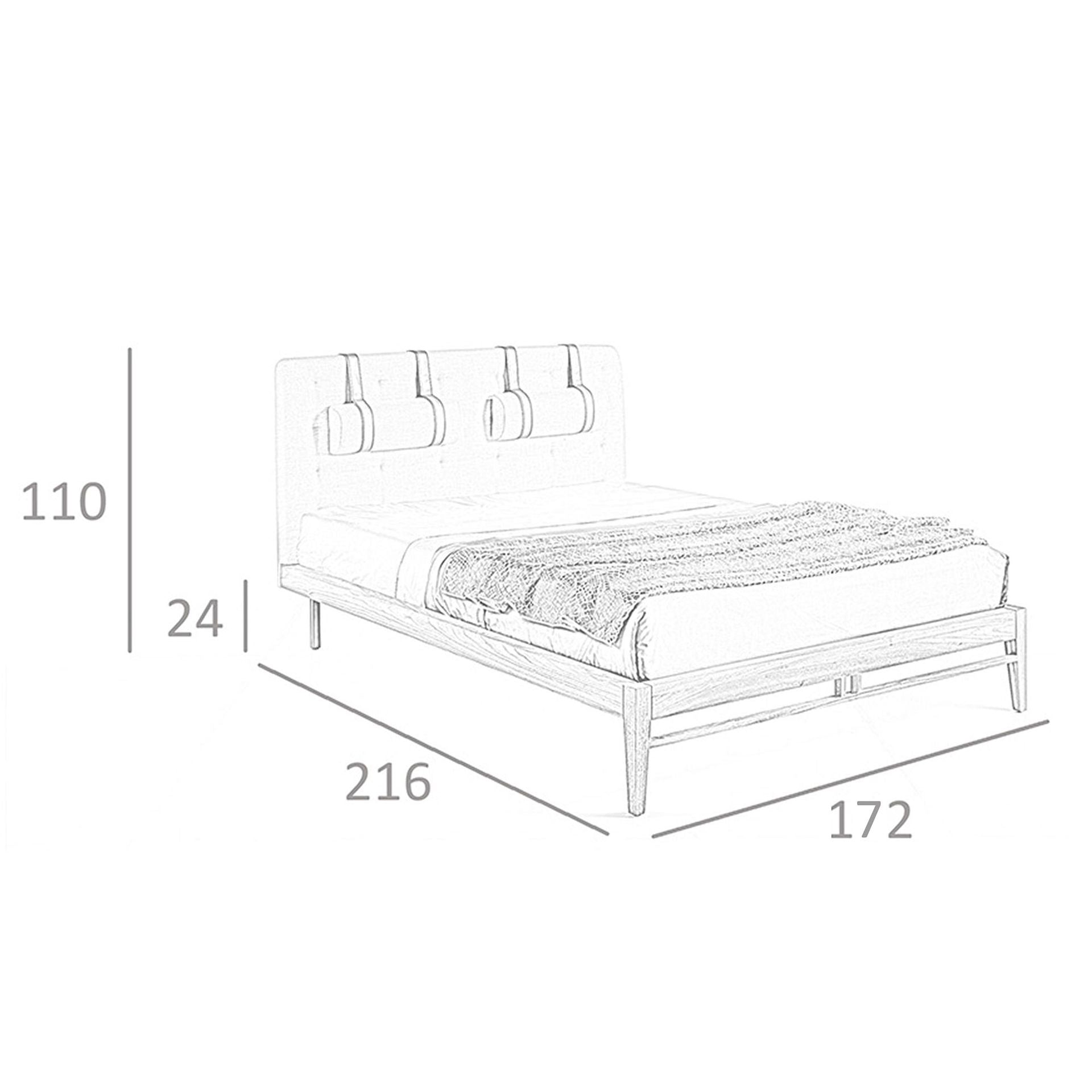 Letto grigio in tessuto trapuntato