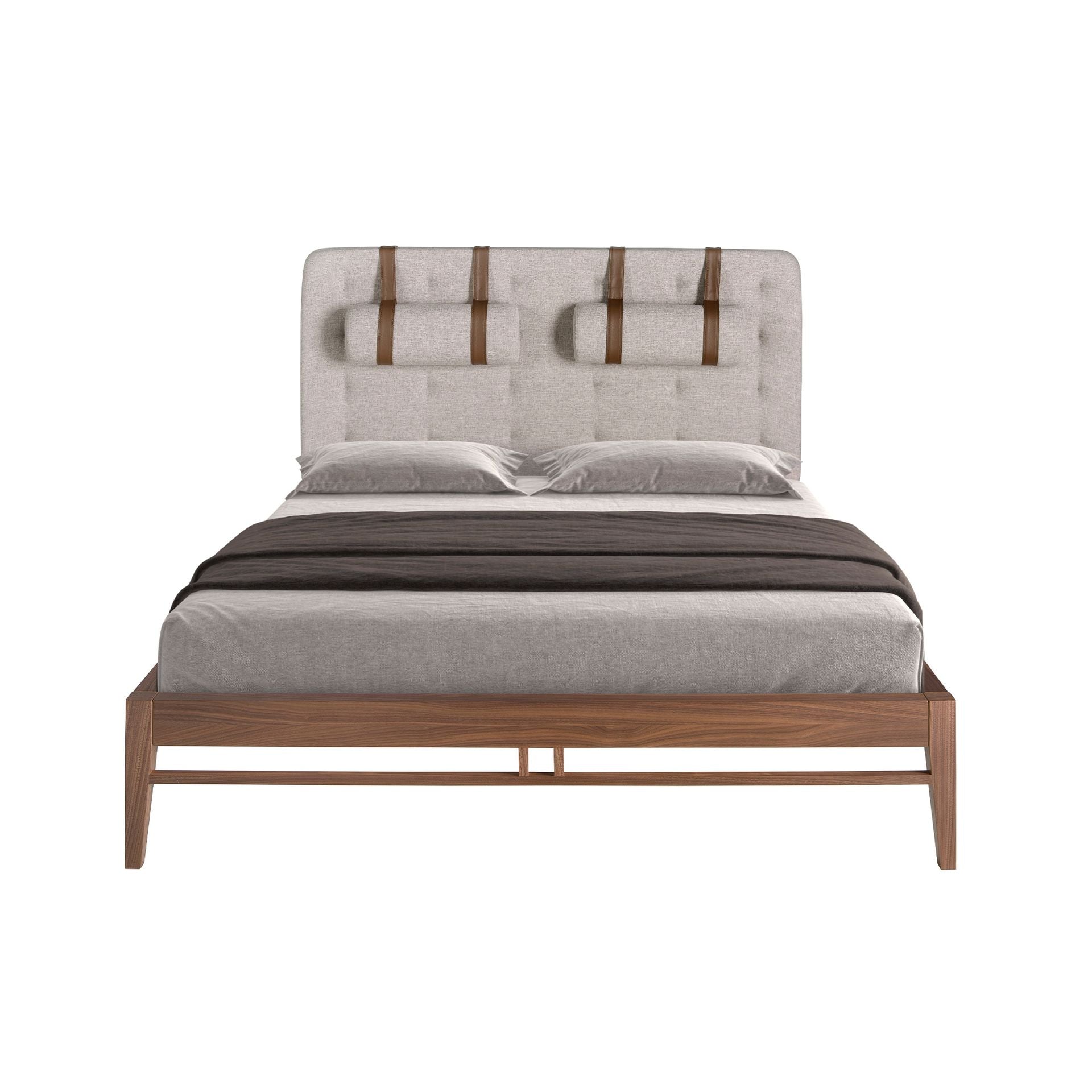 Letto grigio in tessuto trapuntato