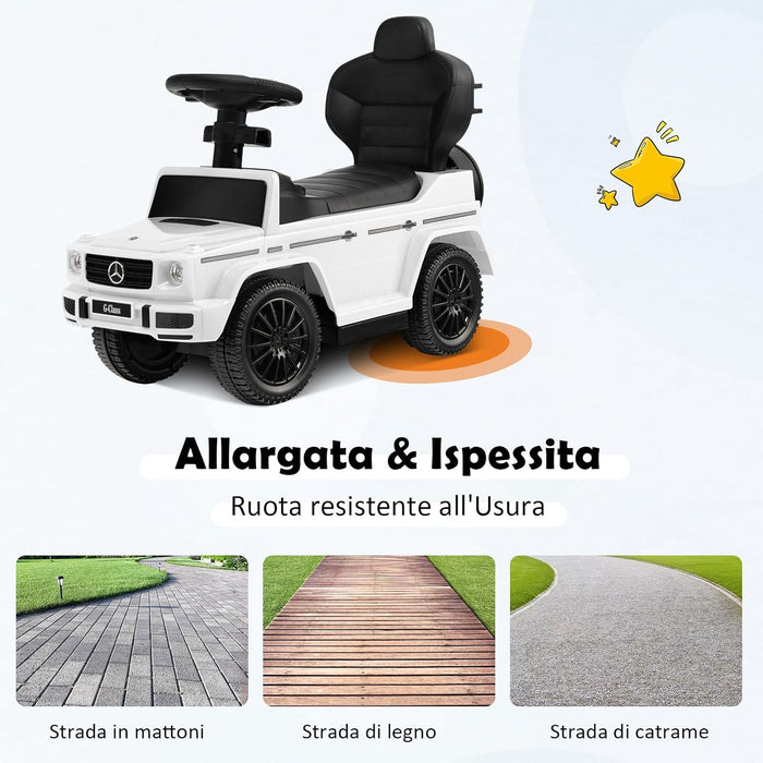 Auto a Spinta per Bambini, Macchina Cavalcabile a Spinta con Tettuccio Regolabile Maniglia per Genitori Paracolpi, Ideale per Bambini 12-36 Mesi (Bianco)