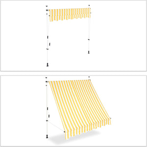 Tenda da balcone telescopica a manovella altezza regolabile in acciaio poliestere resistente ai raggi UV 200 x 120 cm bianco e giallo 13_0001619_6