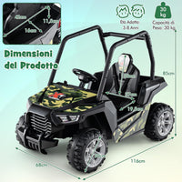 24V Macchina Elettrica per Bambini, UTV Elettrico con Telecomando Cintura di Sicurezza a 3 Punti, 3 Velocità 2,5-4,5 km/h, Partenza Lenta, Veicolo per Bambini di 3-8 Anni (Nero+verde)
