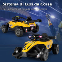 Macchina Elettrica per Bambini, Veicolo elettrico 12V con Telecomando e Batteria Ricaricabile, Musica e Luci LED, Velocità 2-5km/h, per Bambini da 3-7 Anni (Giallo)