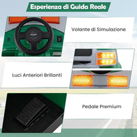 Macchina Elettrico per Bambini 12V, Auto Cavalcabile con Pala, Estintore, Scala, Casco di Sicurezza, 4 Ruote, Sirena e Clacson, Camion Realistico dei Pompieri per Bambini 3-8 Anni (Verde)