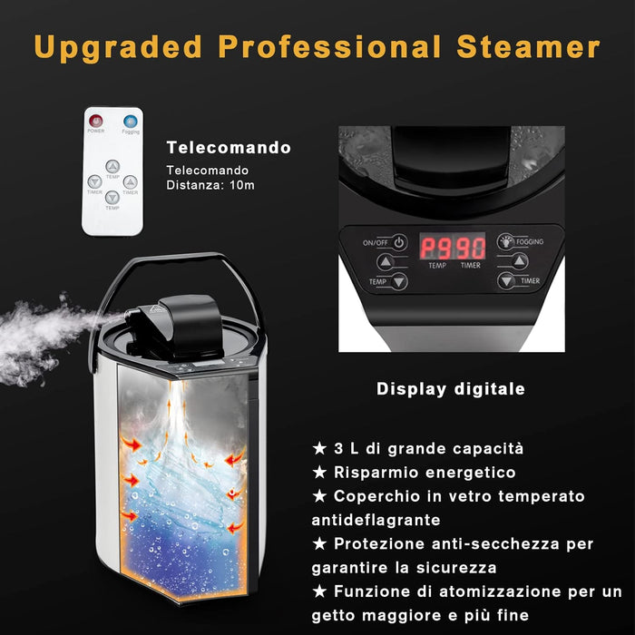 1000 W Sauna a Vapore Portatile con Telecomando, Sauna Domestica Bagno di Vapore con Sedia, Sauna Spa 3L, Funziona Timer 15-90 min (Nero)