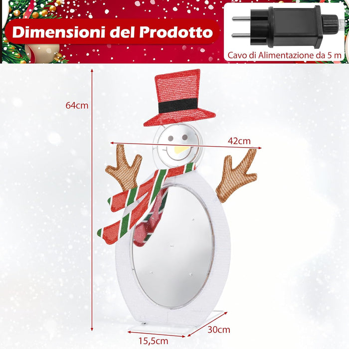 Pupazzo di Neve Illuminato, Decorazione Natalizia con 75 Luci LED, Cappello Rosso e Sciarpa, per Giardino, Cortile e Prato