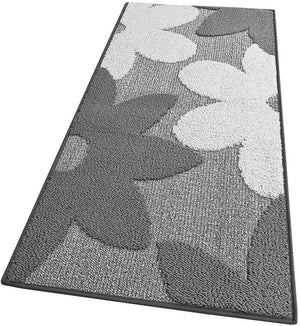 Tappeto Cucina 3D Fiore 50x90 cm Tridimensionale Morbido Moderno Passatoia Antiscivolo Grigio