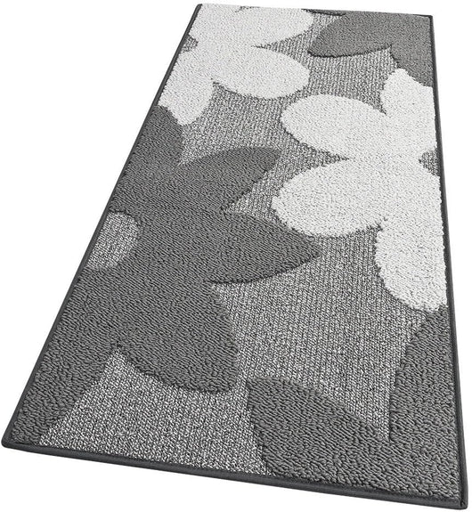 Tappeto Cucina 3D Fiore 57x230 cm Tridimensionale Morbido Moderno Passatoia Antiscivolo Grigio