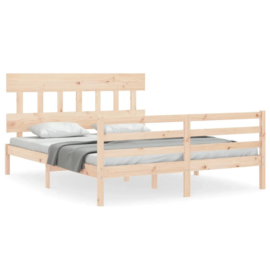 Giroletto con Testiera-Struttura Letto con testiera 160x200 cm in Legno Massello 679478