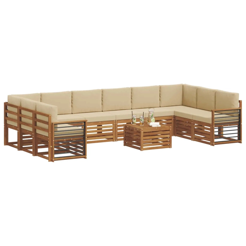 Set divano sezionale con cuscino 11 pcs Naturale e Beige 3375613