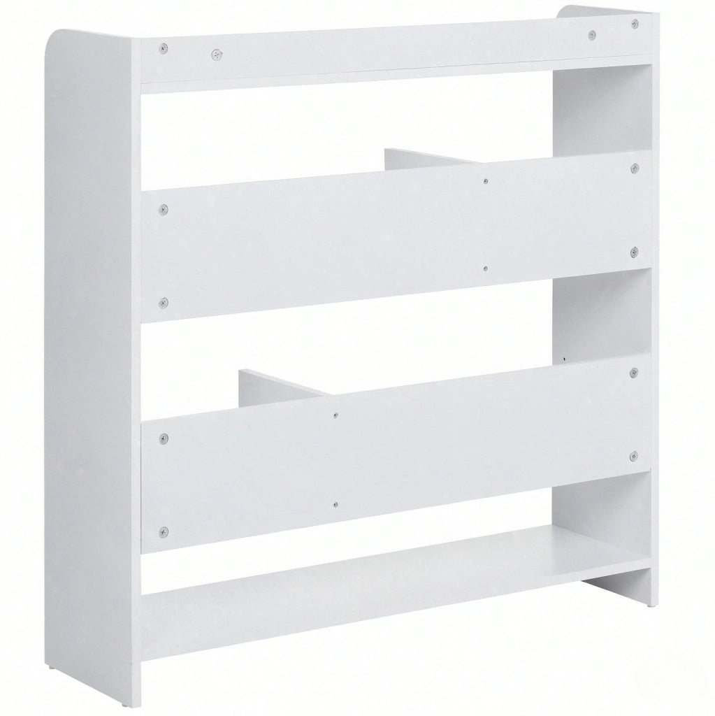 Libreria 90x24x91 cm in truciolare bianco, 4 livelli, salvaspazio –