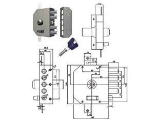 SERRATURA TRIPLICE APPLICARE C/SCROCCO A POMPA CH. PIATTA K55 3250K55  cilindro 60 DX (3250K55)    CR