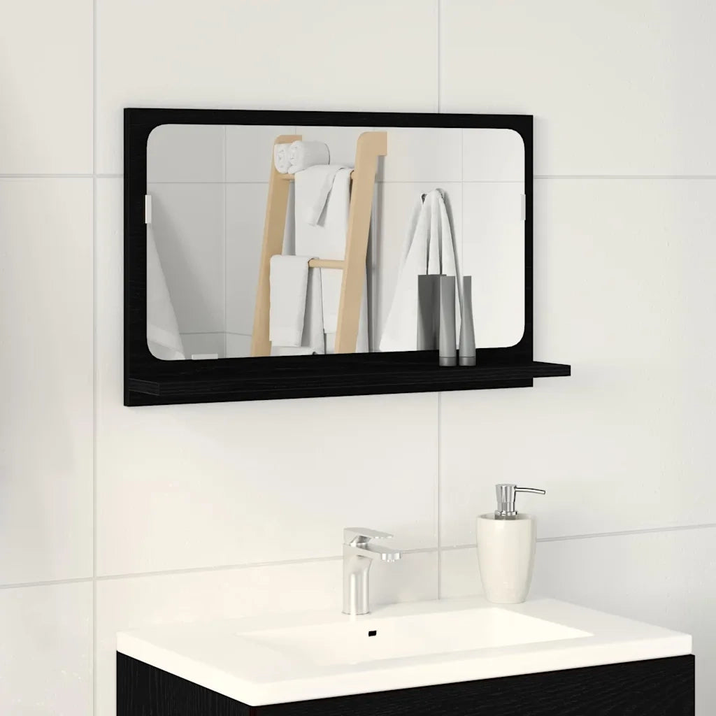 Mensola Specchio con lo scaffale Rovere Nero 60 x 10,5 x 37 cm CFW9065028