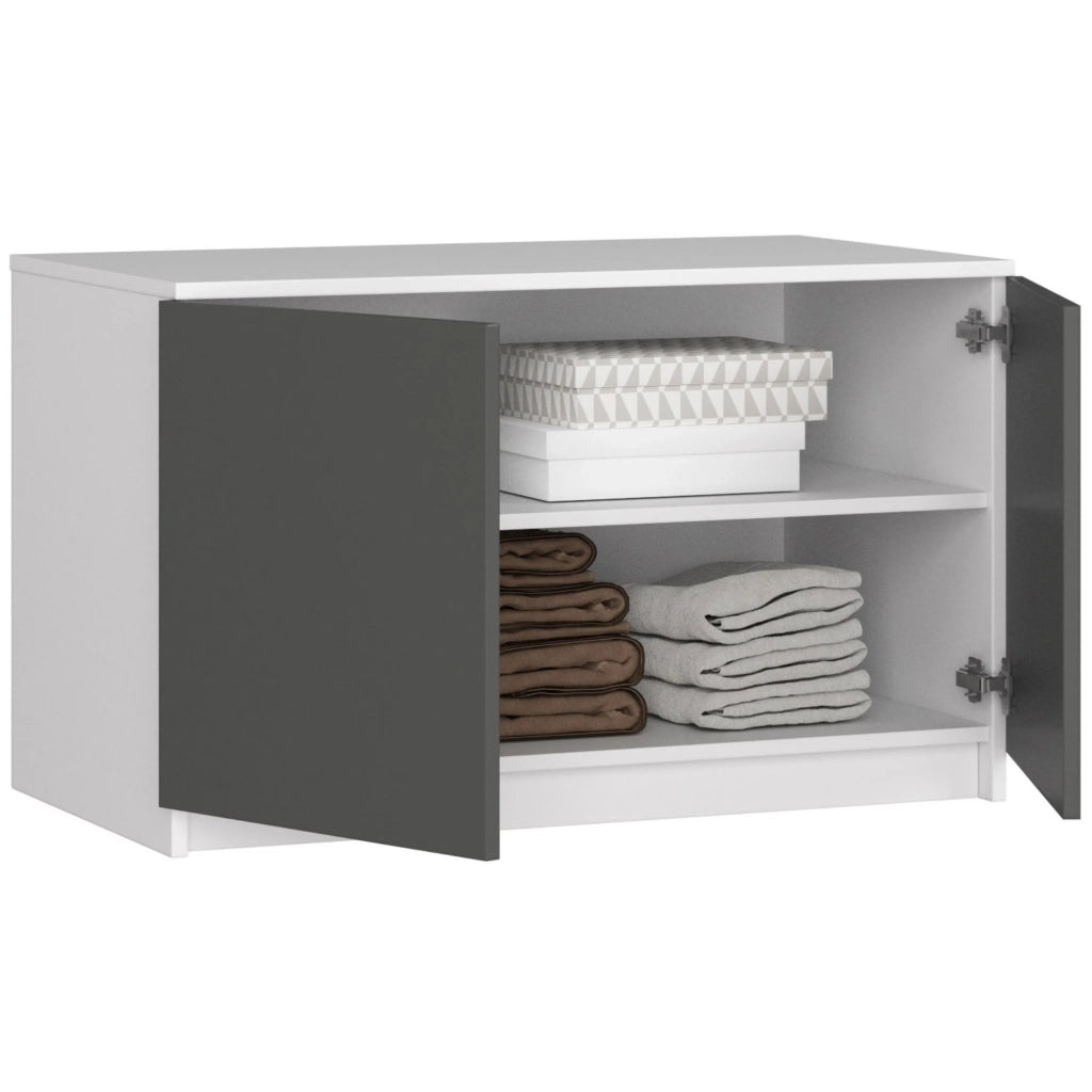 Sopralzo per armadio AKORD S90 Bianco 90 cm 2 ante inserto frontale Grigio Grafite 90x51x55 cm